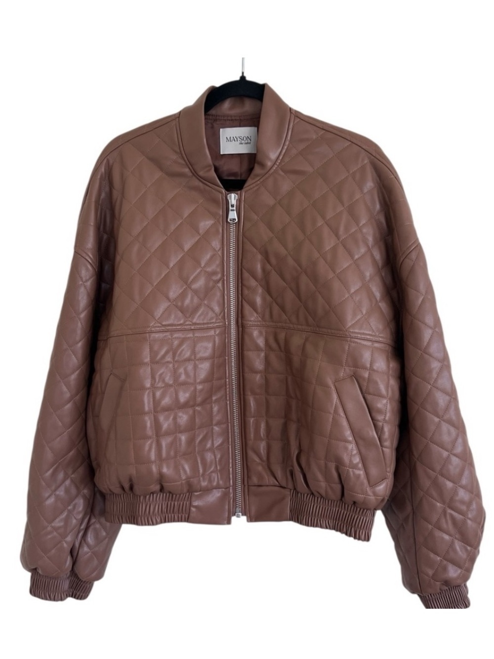 Mayson The Label Faux Leather Quilted Bomber Jacket M/L